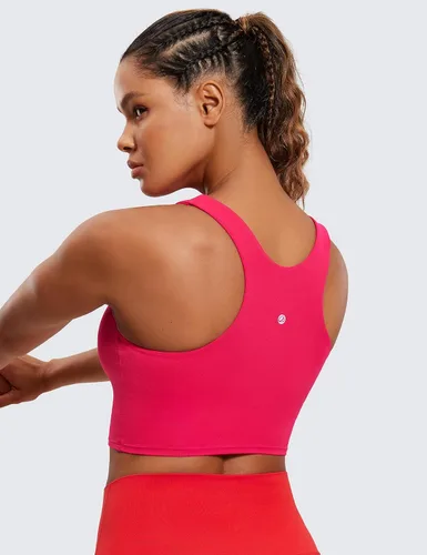 Vista 2 de CRZ YOGA Butterluxe - Brasier deportivo de cuello alto y espalda cruzada para mujer, camiseta corta acolchada para entrenamiento con brasier