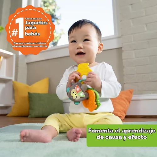 Vista 2 de Bright Starts Set de Regalo Safari Sounds, Paquete de 2 Juguetes para Bebé para Llevar, Juguete Musical de Tambor y Juguete de Llaves de Carro