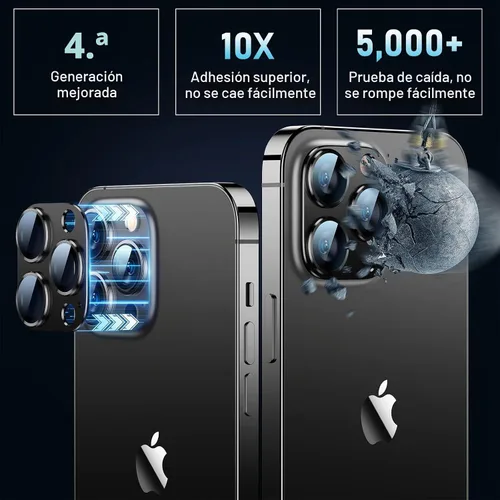 Vista 2 de Uyiton Protector de lente de cámara para iPhone 12 Pro Max, [protección contra caídas] [fuerte adsorción] cubierta de cámara de vidrio templado 9H