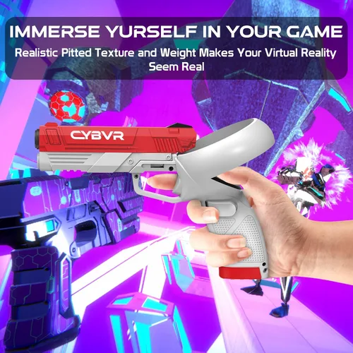 Vista 7 de CYBVR Weighted P-istol Grip Controller Attachment for Meta Quest 2, G-un Weight Feels Real, G-un Stock for OculusMeta Quest 2, VR Accessories for