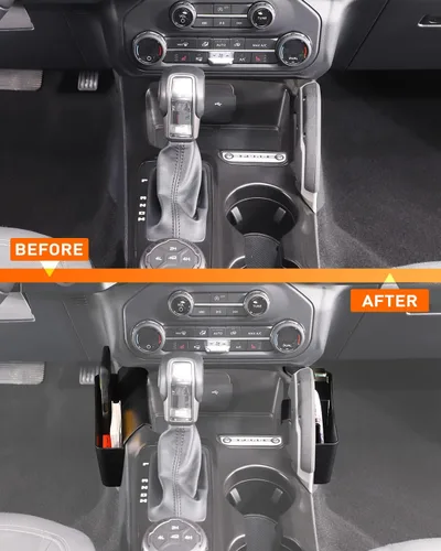 Vista 4 de Savadicar Caja de almacenamiento de cambios, bandeja de extensión de palanca de cambios de ABS compatible con Ford Bronco SUV 2021-2025, accesorios