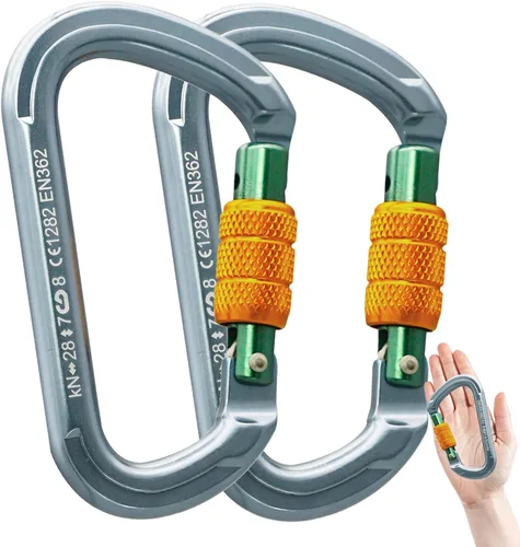 Vista 13 de SOB Clips de mosquetón de escalada con bloqueo automático, conector de mosquetón asimétrico de alta resistencia utilizado para rappel