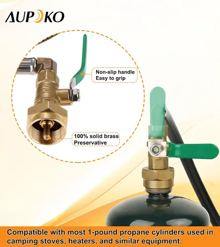 Vista 5 de Aupoko Manguera adaptadora de repuesto de propano de 36 pulgadas, manguera de extensión de propano con válvula de control de encendido y apagado