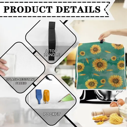 Vista 4 de Dreaweet Fundas de mezclador de cocina con estampado de girasol para batidora de pie de 5 cuartos de galón, cubiertas de protección contra el polvo