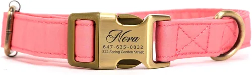 Vista 16 de Collar de perro personalizado con nombre y número de teléfono grabado, collar ajustable personalizado para cachorros, collar de algodón orgánico