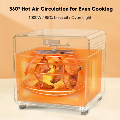 Vista 8 de Combo de horno tostador de freidora de aire de 10 cuartos de galón, horno freidora de aire de 3 capas con ventana visible, freidoras de aire