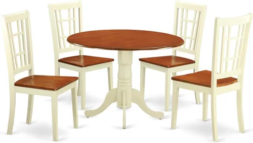 Vista 14 de East West Furniture DLNI3-BLK-C - Juego de comedor de 3 piezas que contiene una mesa de comedor redonda con gotas y 2 sillas de cocina tapizadas