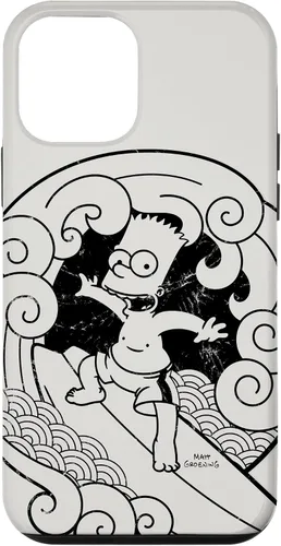 Vista 12 de Funda de madera japonesa para iPhone 15 Los Simpsons Bart Surfing