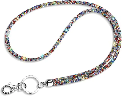 Vista 14 de Artscope Cordón para tarjetas de identificación, 34.8 pulgadas, correa de cuello de cristal brillante, cadena para mujer, collar (5 unidades)
