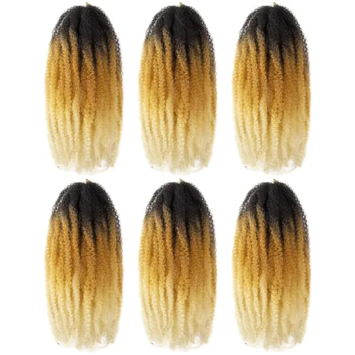 Vista 14 de ToyoTress Bob Marley Twist Hair - 8 Pulgadas Paquete de 6 Cabello Marley Negro Corto Para Locs Falsos, Extensiones de Cabello Rizado Afro Kinky