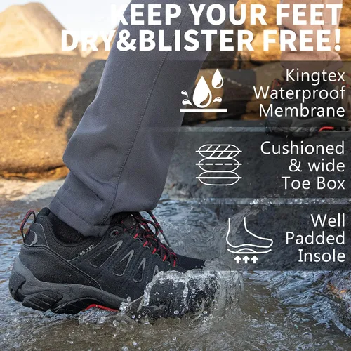 Vista 4 de SHULOOK Zapatos de senderismo impermeables para hombre antideslizantes al aire libre caña baja ligeras transpirables para senderismo senderismo