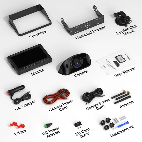 Vista 8 de Fookoo Sistema de cámara de respaldo inalámbrica HD 1080P de 7" para RV Furrion pre-cableado, furgoneta camper, monitor DVR IPS de 7" y cámara