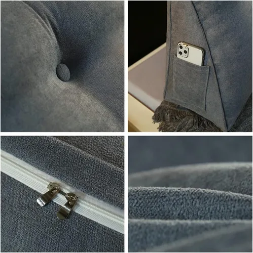 Vista 3 de Cabecera triangular grande con respaldo de cuña, soporte de posicionamiento, soporte de cama, almohada de lectura, soporte de espalda, cojín lumbar