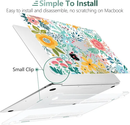 Vista 3 de TWOLSKOO Funda para MacBook Air de 13,3 pulgadas (versión antigua 2018-2021, modelos: M1 A2337, A2179, A1932) - Carcasa rígida con protector de Flor