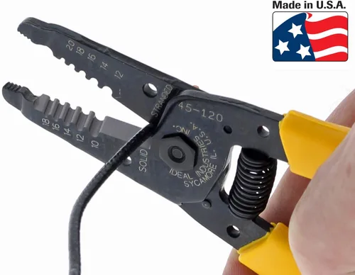 Vista 9 de IDEAL Electrical 45-120 T-5 T-5 - Pelacables amarillo con agujeros de bucle, nariz de alicate, apertura automática con resorte (paquete de 2)