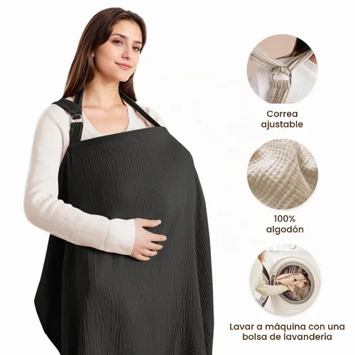 Vista 2 de Konssy Funda de Lactancia de Muselina para Amamantamiento de Bebé, Transpirable 100% Algodón Funda de Lactancia con Aro Rígido para Delantal