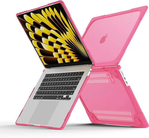 Vista 5 de Batianda Funda resistente para MacBook Air de 15 pulgadas 2023-2026, rosa