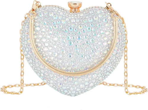 Vista 2 de Goclothod Bolso de mano en forma de corazón para mujer, bolso de hombro de terciopelo, bolsos de noche Negro