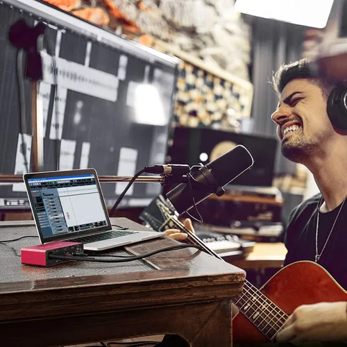 Vista 9 de Interfaz de audio USB con preamplificador de micrófono, grabadora mezcladora de audio USB con alimentación fantasma de 48 V, 24 bits, soporte