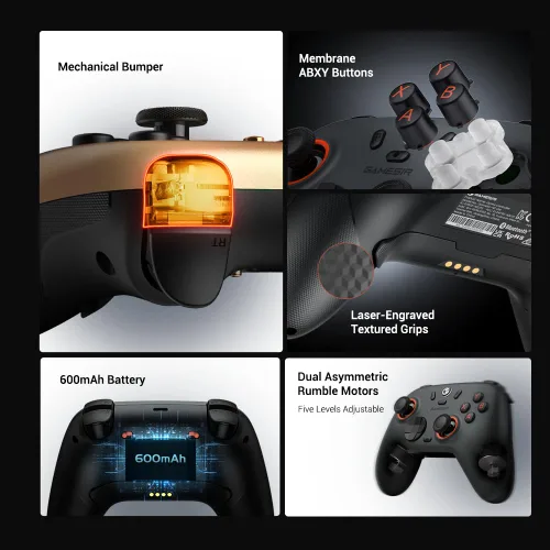 Vista 9 de GameSir Nova Lite 2 Wireless PC Controller with Hall Effect Joysticks & Triggers, 2.4G & Wired 1000Hz Polling Rate, Remappable Buttons - Compatible