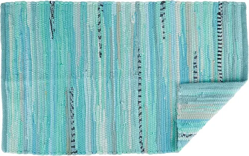Vista 4 de DII Chindi Home Collection Alfombra de trapillo de área multicolor tejida a mano, 20 x 31.5 pulgadas, color Aguamarina