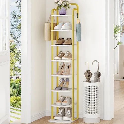 Vista 15 de Hzuaneri - Zapatero vertical, estantes para zapatos, organizador de madera para el armario, entrada, torre de zapatos para espacios pequeños, de pie