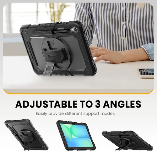 Vista 4 de Timecity - Funda protectora resistente para Samsung Galaxy Tab S10 Lite, S10 FE, S9 FE 5G, S9, 10.9 y 11 pulgadas, con protector de pantalla, Negro