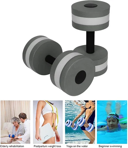 Vista 2 de 1 par de mancuernas acuáticas, mancuernas de espuma para ejercicio aeróbico de agua, resistencia a la piscina, equipo de ejercicio acuático