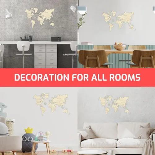 Vista 7 de WOODEN.CITY Decoración de pared de madera con mapa del mundo M - Places I've Been Map of the World Wall Art - Hecho en la UE