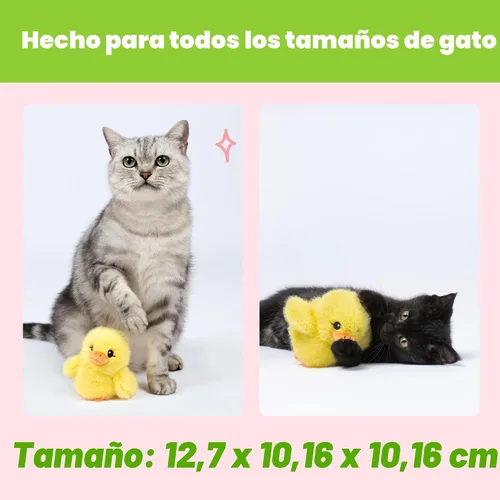Vista 7 de Catify Best Pet Supplies - Juguete para gatos de patito, pollo y pájaro, alas activadas por movimiento, chirridos realistas, felpa infundida