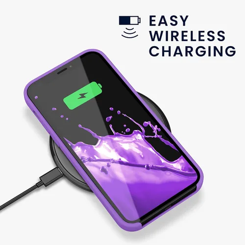 Vista 5 de kwmobile Funda compatible con Apple iPhone 12 Pro Max, funda de silicona TPU con acabado suave, color morado orquídea