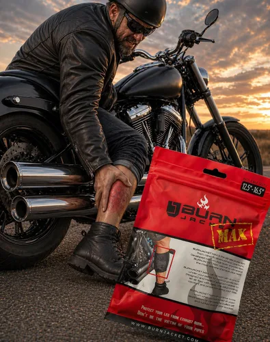 Vista 9 de BurnJacket Max - Funda protectora para tubo de escape de motocicleta contra quemaduras con protección de triple capa, se adapta a pantorrillas