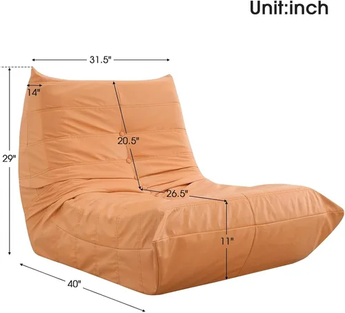 Vista 2 de Daesar Cómodo sofá perezoso de gran tamaño, moderno sillón sin brazos con respaldo retro de un solo asiento, sofá 100% relleno de esponja para sala