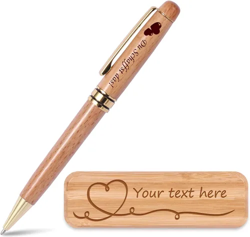 Vista 11 de Juego de regalo de bolígrafo de madera de lujo grabado personalizado con estuche de negocios, bonito bolígrafo de escritura con caja y repuestos