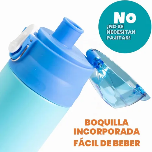 Vista 4 de Bentology - Botella de agua reutilizable de acero inoxidable de 13 onzas para niños, color azul