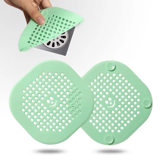 Vista 22 de Protector de silicona para cubrir drenaje de ducha, bañera, cocina, baño, recoge restos de cabello, paquete de 2, color negro