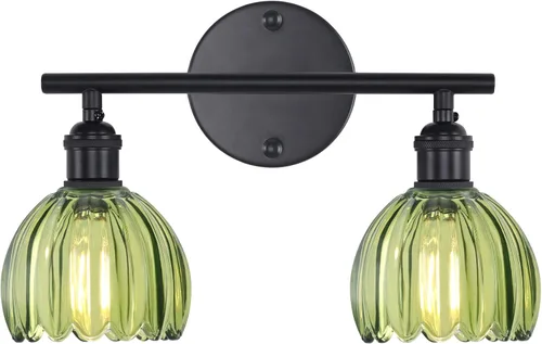 Vista 242 de Shenmoyl Lámparas de baño, lámpara de pared de 2 luces para tocador sobre espejo con pantalla de vidrio tulipán blanco para dormitorio, sala