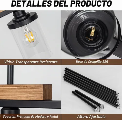 Vista 2 de VenzBlomia - Lámpara colgante de 3 luces para isla de cocina con altura ajustable