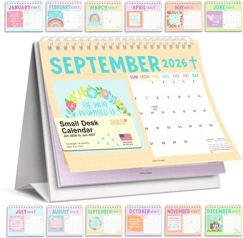 Vista 25 de Small Desk Calendar 2027 Standing Flip - 2027 Desk Calendar Small 2027-2028 Colorful Pastel