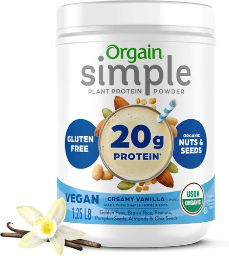 Vista 8 de Orgain Proteína simple vegetal orgánica en polvo, 1.25 libras Plant based protein made with less ingredients, no artificial sweeteners, gluten