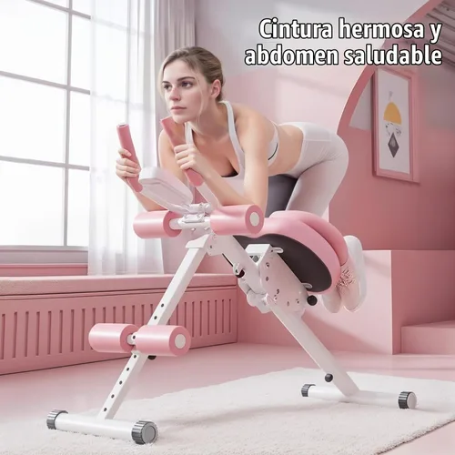 Vista 3 de Máquina de abdominales, equipo de entrenamiento abdominal, máquina de entrenamiento abdominal ajustable de 5 niveles con pantalla LCD, equipo de Rosa