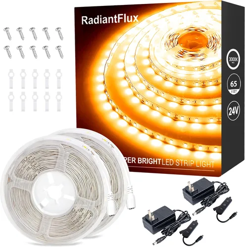 Vista 9 de Tiras de luces LED pequeñas de 10 pies cálidas, tira de luces LED regulables, 180 LEDs, luces de cinta LED tipo cuerda súper brillantes para sala
