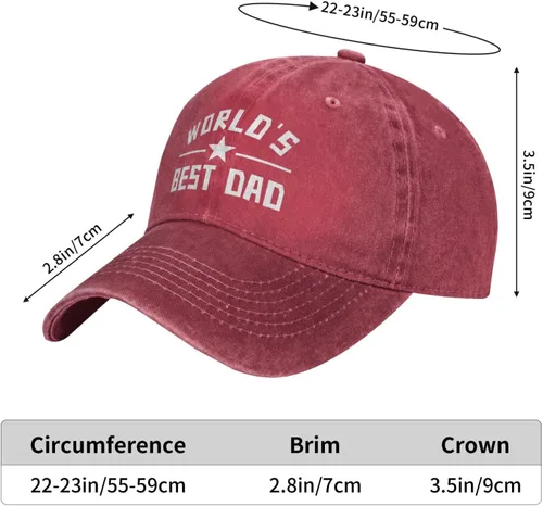 Vista 7 de Worlds Best Dad Hat - Gorra de béisbol ajustable de algodón para papá, regalos de cumpleaños para el día del padre