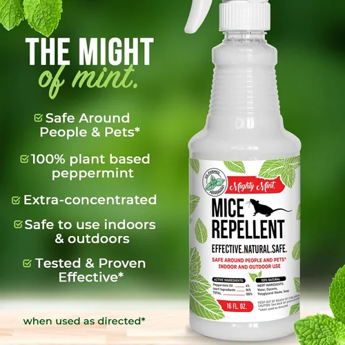 Vista 7 de Mighty Mint Peppermint Oil Mouse Repellent Spray, 16 oz Control natural en interiores y exteriores para ratones y roedores, fórmula extrafuerte a