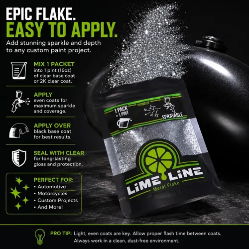 Vista 3 de LiME LiNE Escama de metal automotriz pulverizable para pintura personalizada Paquete de 1