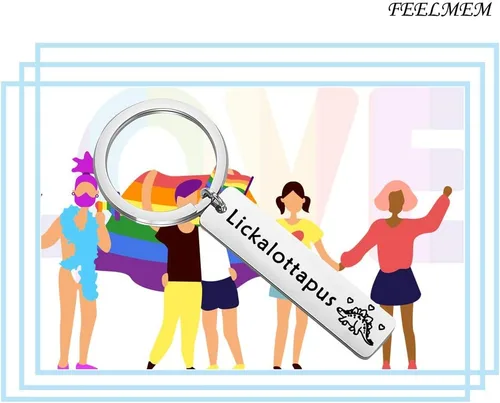 Vista 7 de Felmem - Llavero con diseño de Lickalottapus, regalo para lesbianas LGBT Gay Orgullo