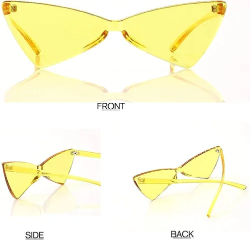 Vista 5 de OLINOWL Gafas de sol sin montura triangular, una pieza, gafas de sol transparentes de color para mujeres y hombres