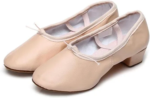 Vista 2 de HIPPOSEUS Zapatos de baile latino de cuero para mujer, zapatos de práctica de baile latino, modelo 101
