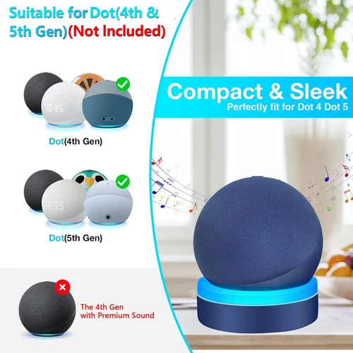 Vista 2 de ZUOLACO Table Stand for Echo Dot 5th Generation, Desktop Holder Mount for Echo Dot 4th/5th Gen, Base Bracket with Light Guide, Dot Accessories with