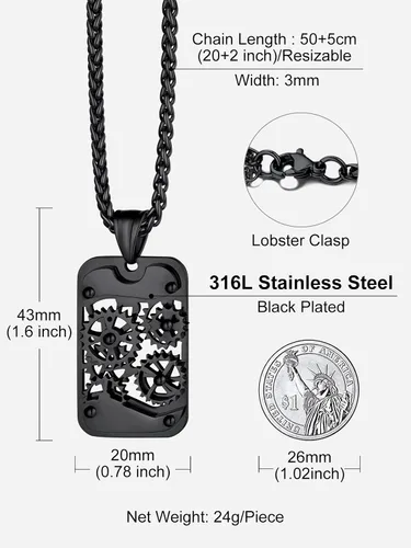 Vista 5 de Richsteel - Placa de identificación estilo Hip Hop militar para collar, fibra de carbón, colgante de bibliabala, para mujeres y hombres joya